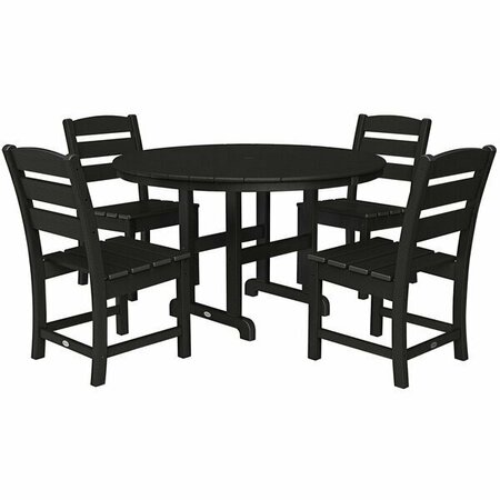 POLYWOOD Lakeside 48'' Black 5-Piece Round Table Dining Set 633PWS5171BL